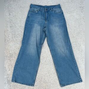 SHEIN Men's Relaxed Wide-Leg Jeans in Medium Blue